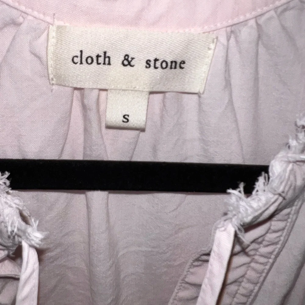 Cloth & Stone Pink Ruffled Blouse with Mandarin Collar - Picture 2 of 6